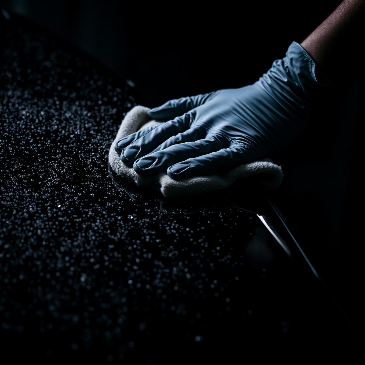 Detailer polishing a car